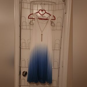 White and Blue Ombre Maxi Dress